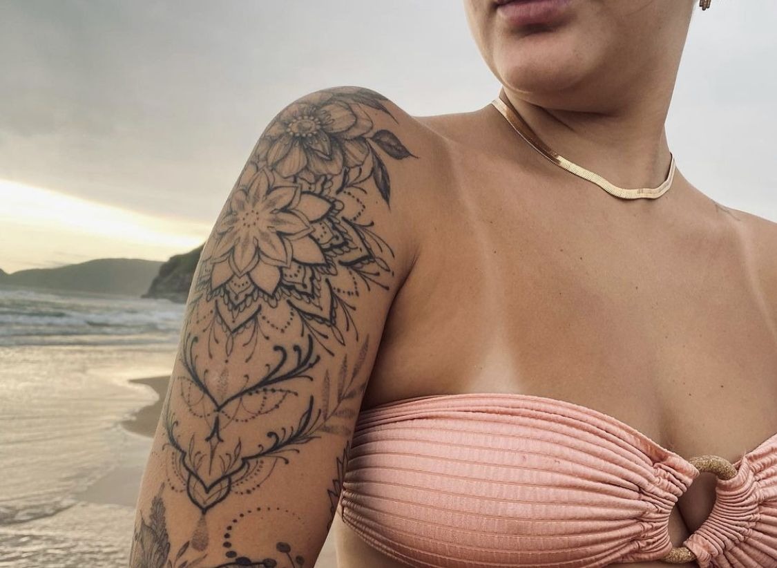 Floral Mandala Shoulder Sleeve Tattoo Design