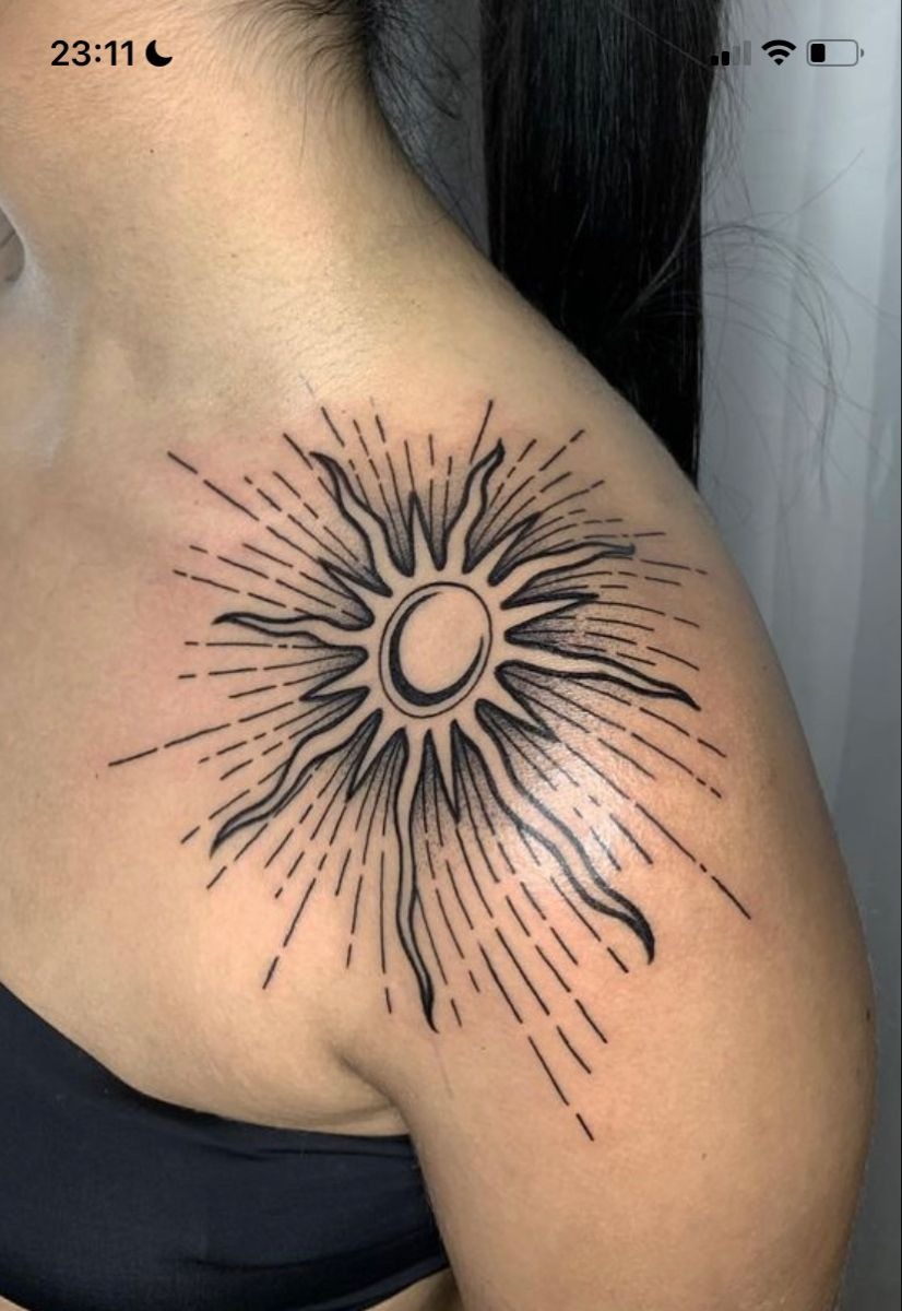 Radiant Sun Shoulder Tattoo Tattoo Design