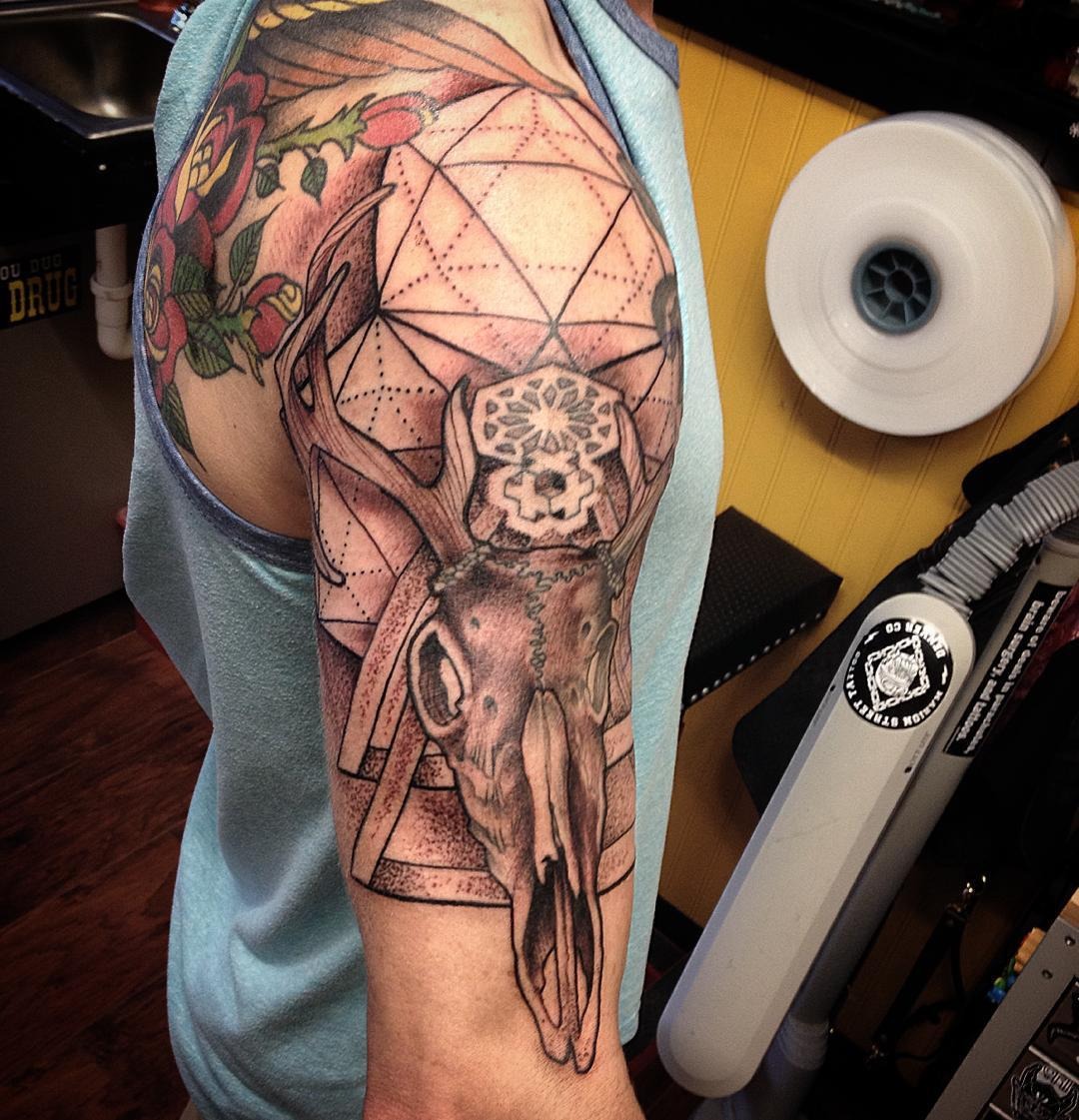 Big deer skull tattoo Tattoo Design