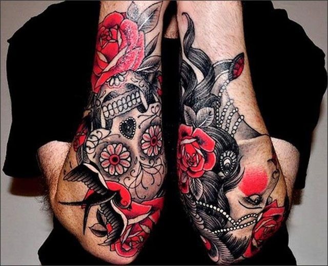 Cool skull tattoo on guy’s arm Tattoo Design