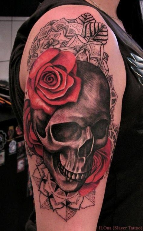 Cool skull tattoo on guy’s arm Tattoo Design