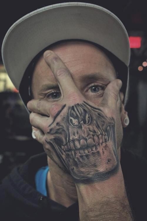 Cool skullfinger tattoofor men Tattoo Design