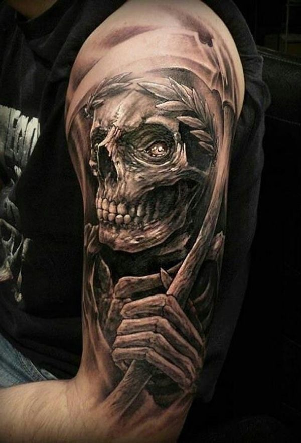 Epic skull tattoo on a guy’s arm Tattoo Design