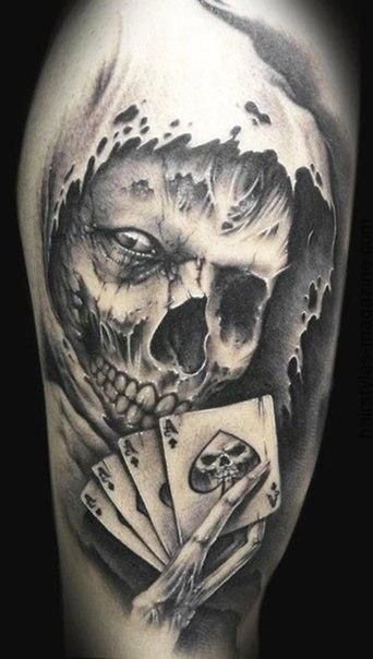 Intriguing skull tattoo on guy’s arm Tattoo Design
