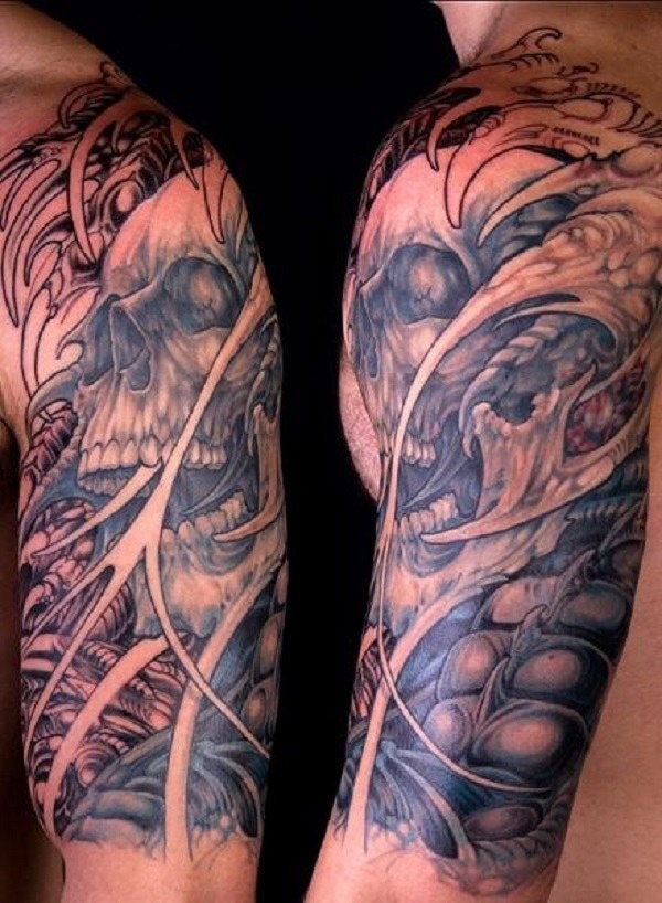 Screaming skull tattoo that wraps around the whole arm Tattoo Design