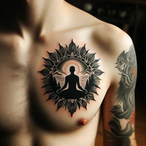 Enlightenment and Nature Chest Tattoo Tattoo Design