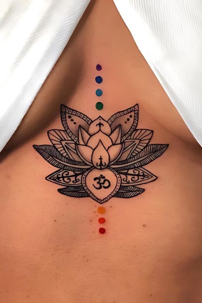 Lotus Flower and Chakra Alignment Design Tattoo Design