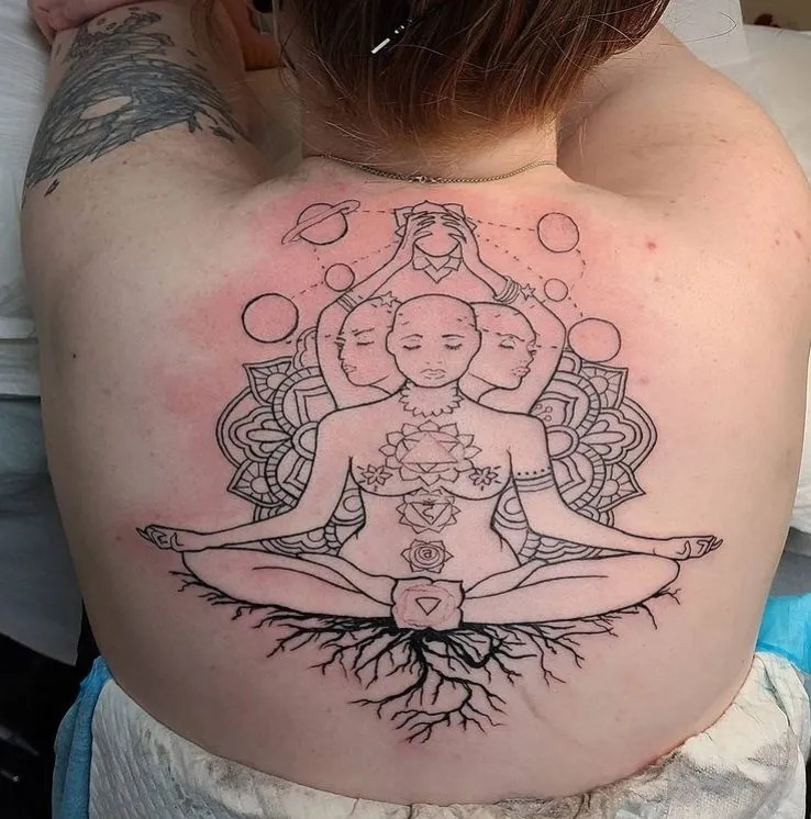 Meditative Roots Back Tattoo Tattoo Design