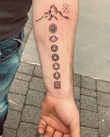 Mountain and Chakra Symbols Tattoo Tattoo Design