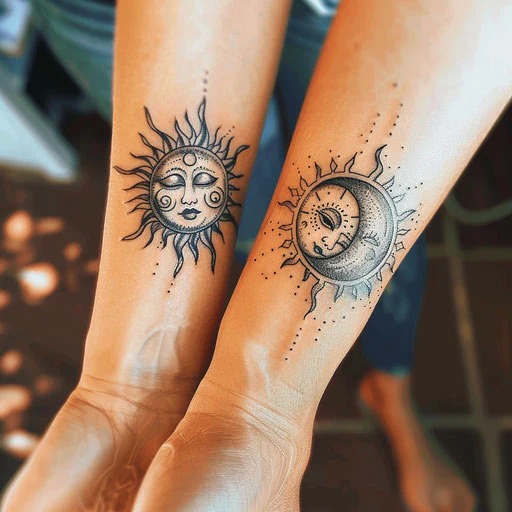 Sun and Moon Dual Tattoo Tattoo Design