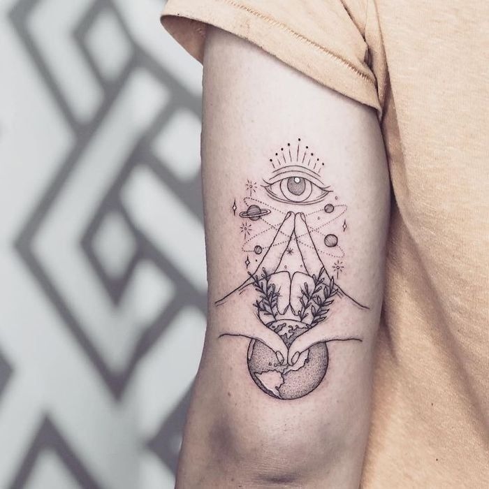 The Eye and the Cosmic Connection Tattoo Design