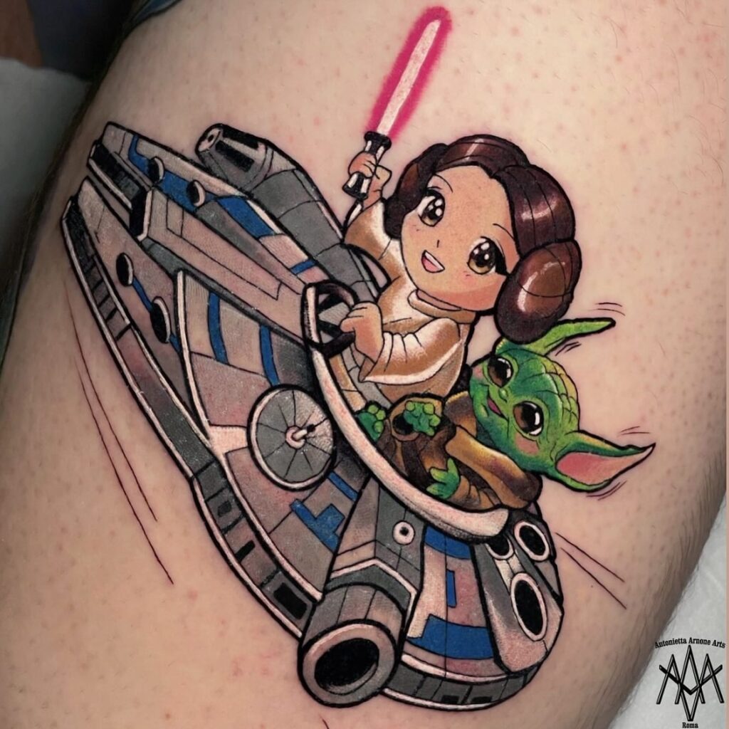 Darth Vader Helmet with Artistic Twist Tattoo Design