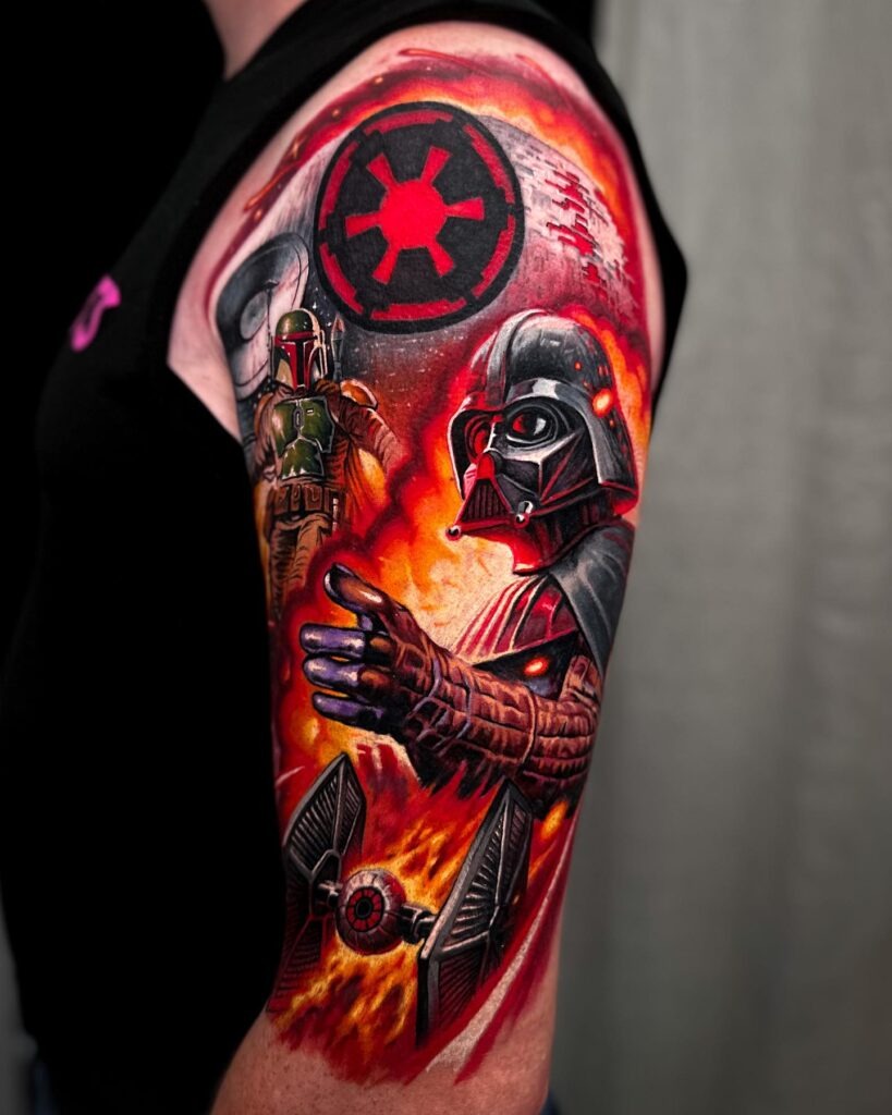 Darth Vader Skull with Gold Detailing Tattoo Tattoo Design