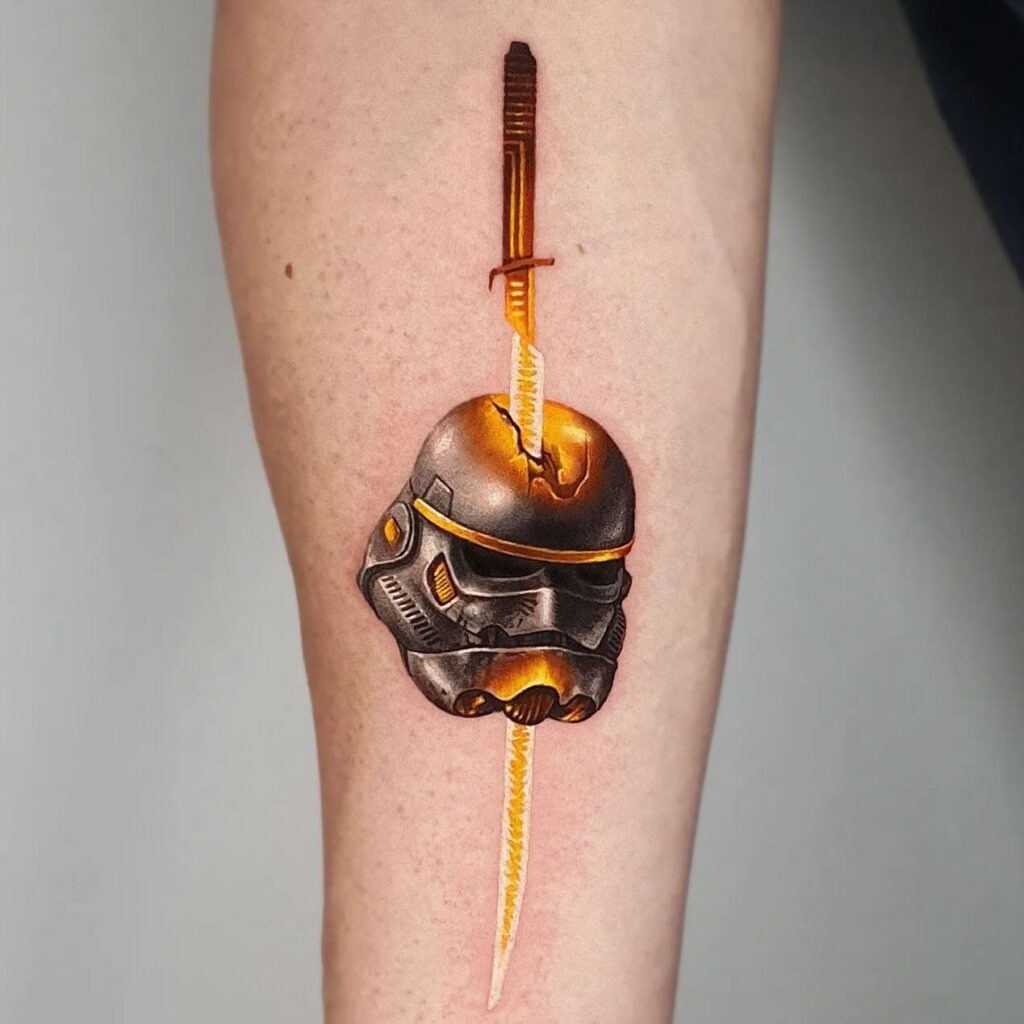 Stormtrooper with Death Star Balloon Tattoo Tattoo Design