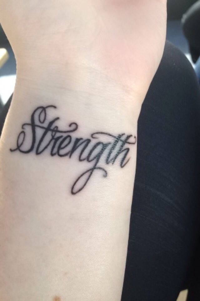 Classic Wrist Strength Script, a tattoo design rendered in clean detailed linework.