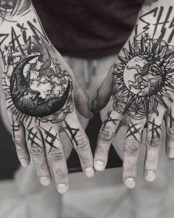 Bold Sun and Moon Tattoo Design for the Striking Personalities Tattoo Design