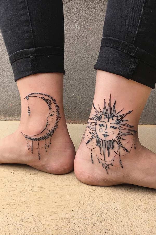 Gem-Struck Beauty For Anklet Sun and Moon Tattoo Design Tattoo Design