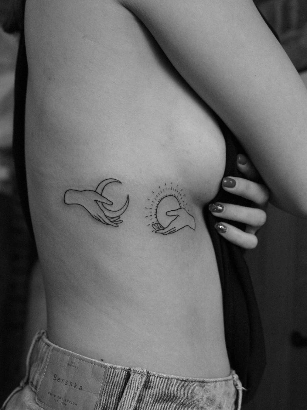 Hand-Delivered Night and Day Design Tattoo Design