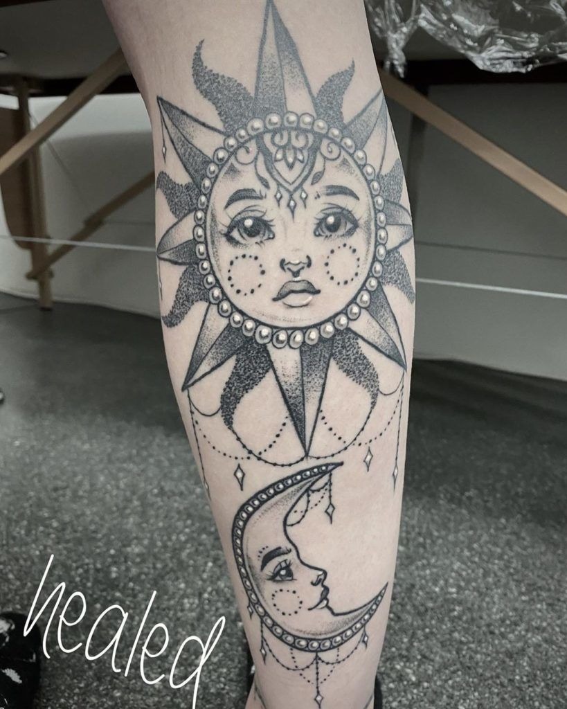 Innocent Child Sun Looks On Nervously Tattoo Design