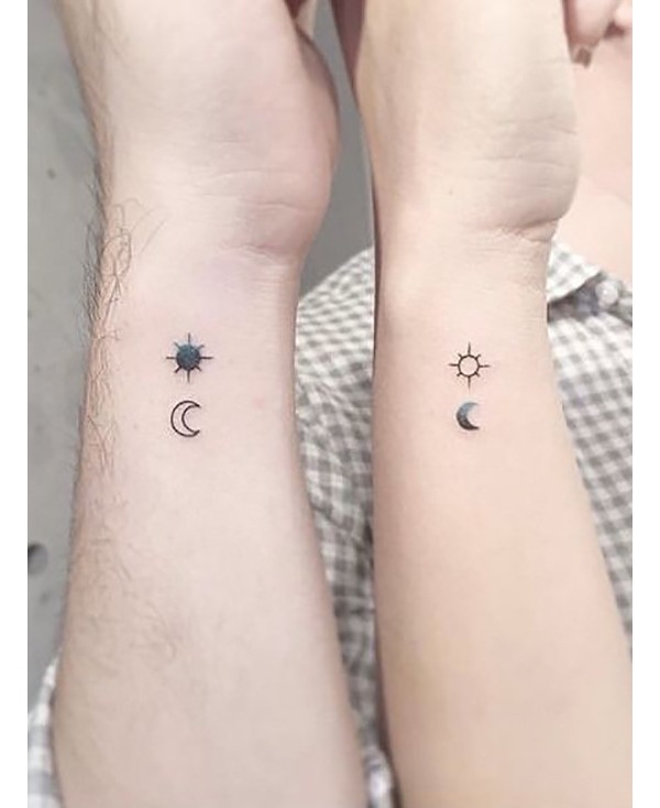 Miniature Sun Moon Wrist Tattoos Tattoo Design