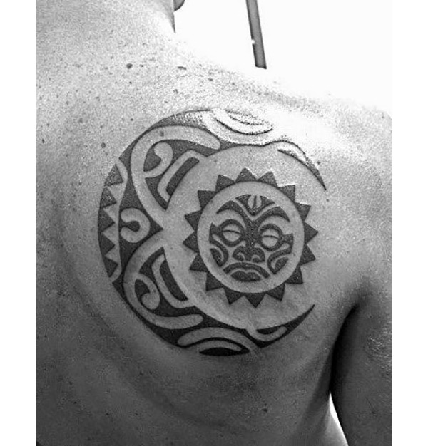 Moon Design: Broken Pattern Half Sun and Moon for the Spiritual Souls Tattoo Design