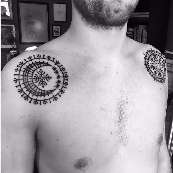 Moon Design: Snowflake Design Sun and Moon Tattoo for Pattern Lovers Tattoo Design