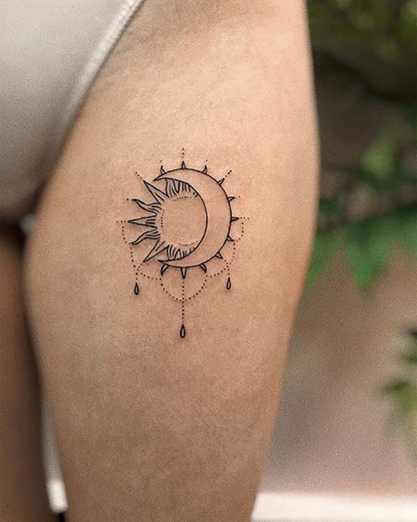 Small and Hollow Pendulum of the Sun and Moon Tattoo Design