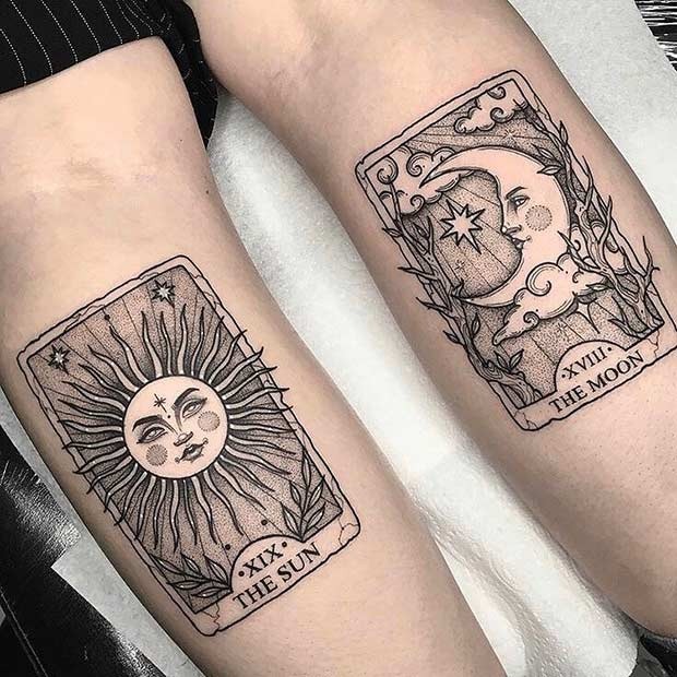 Tarot Plays Its Hand with the Sun and Moon Tattoo Design