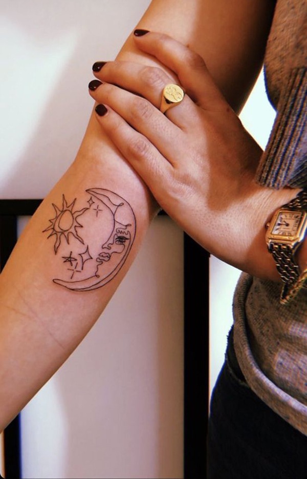 Wobbly Sun and Melting Moon for Abstract Minds Tattoo Design