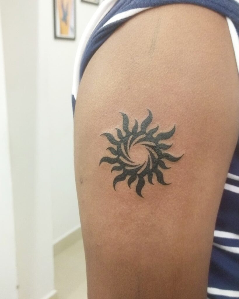 Bold Tribal Sun Spiral Tattoo Tattoo Design