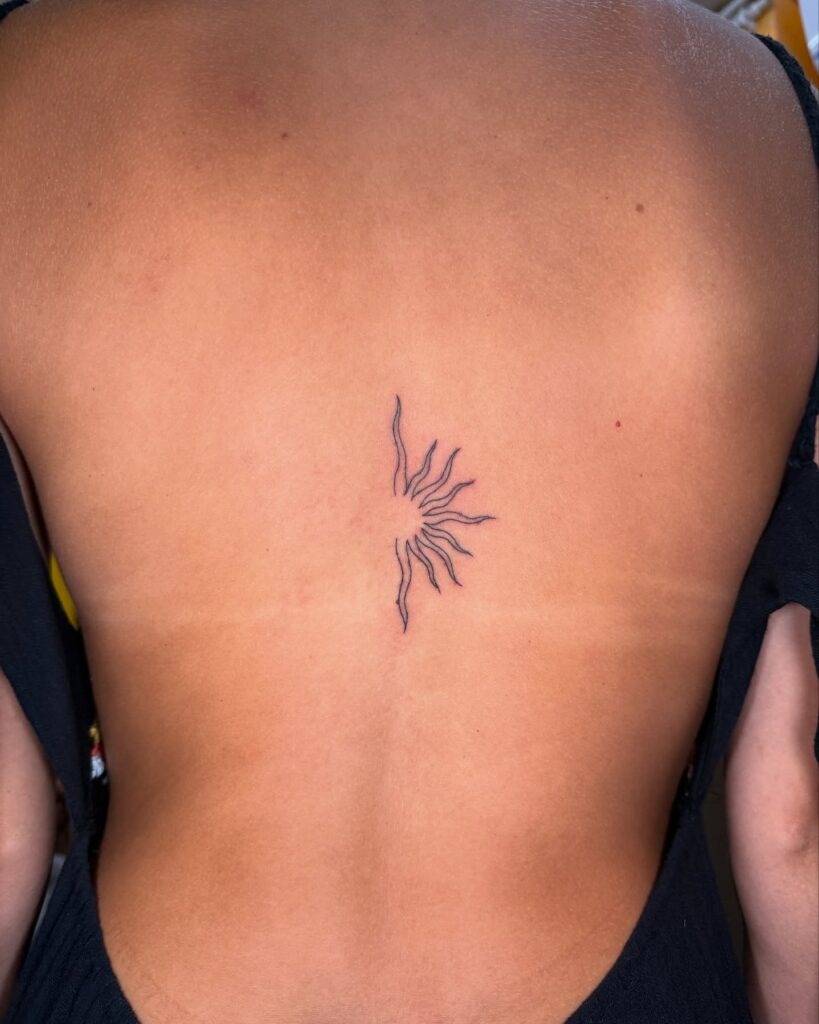 Half-Rayed Sun Spine Tattoo Tattoo Design