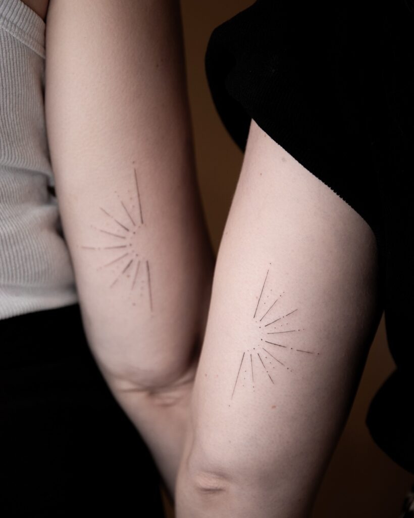 Minimalist Matching Sunburst Tattoos Tattoo Design