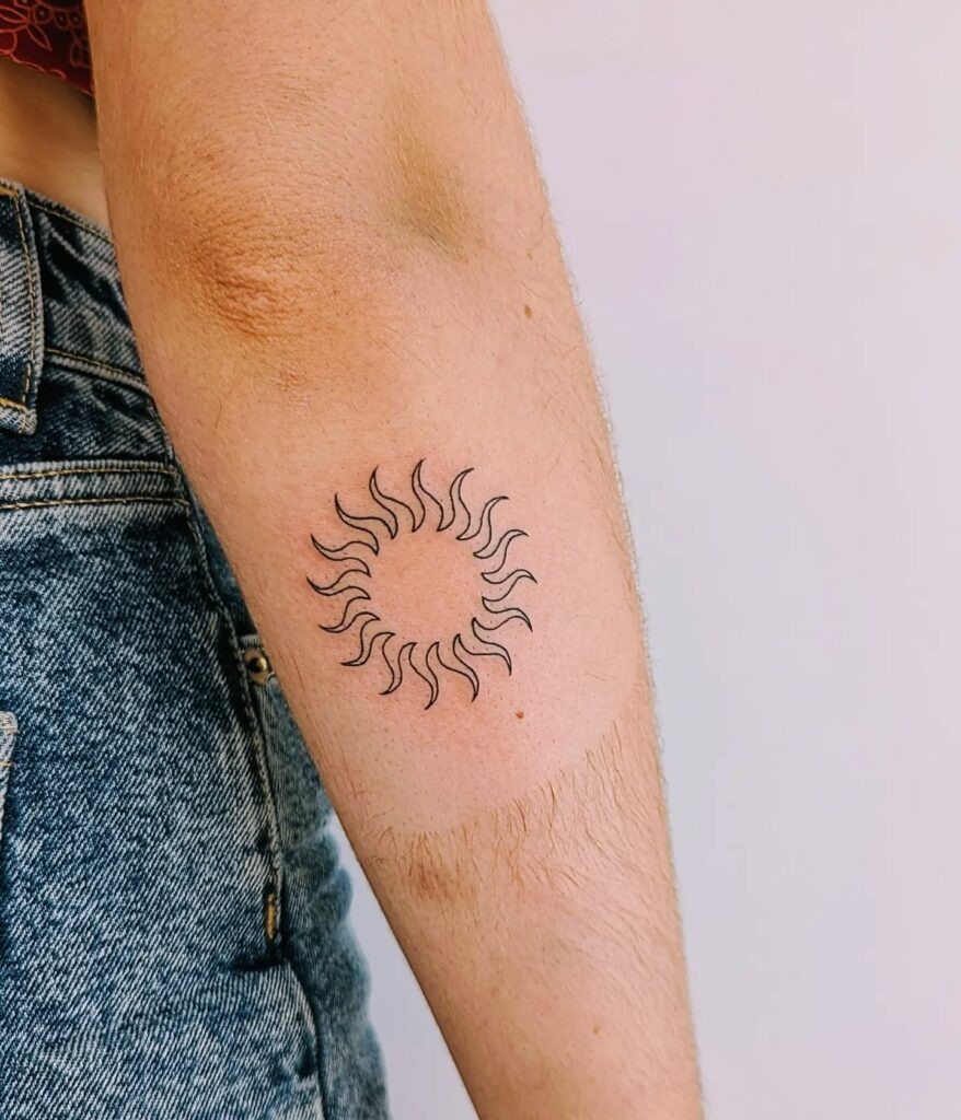 Open Circle Flame Sun Tattoo Tattoo Design