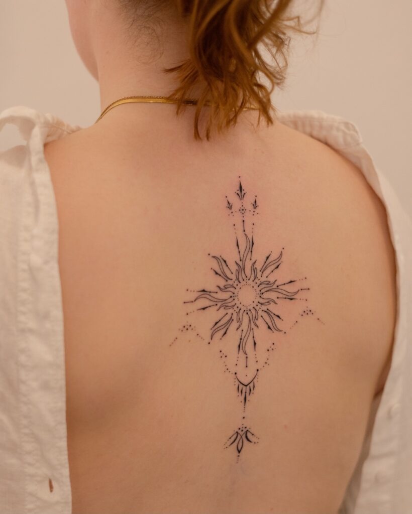 Ornate Sunburst Back Tattoo Tattoo Design