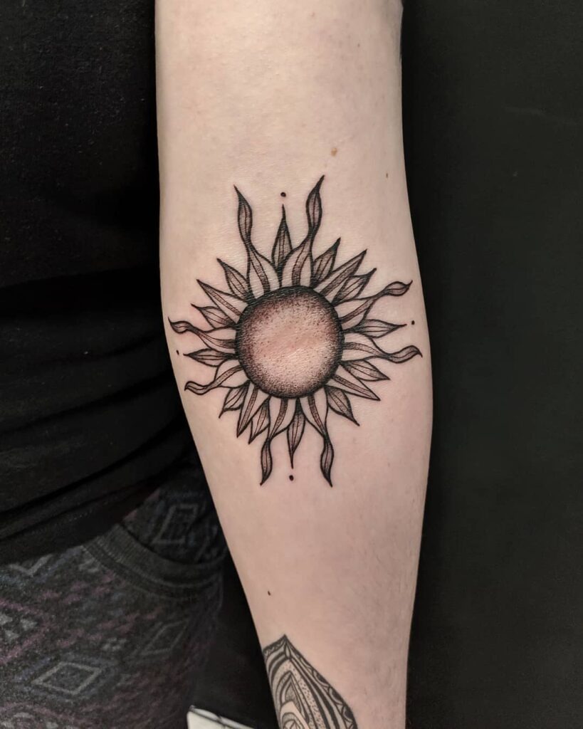 Radiant Dotwork Sun Tattoo Tattoo Design