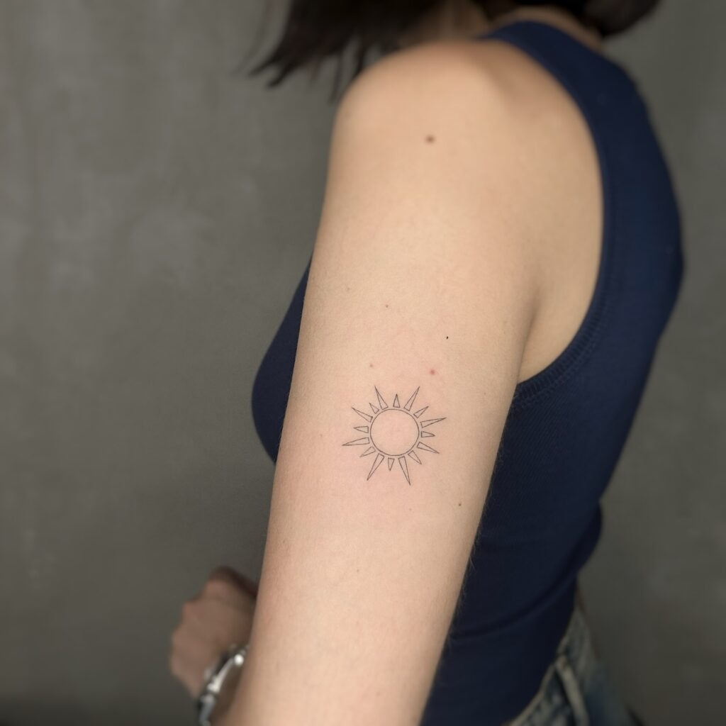 Simple Linework Sun Tattoo Tattoo Design