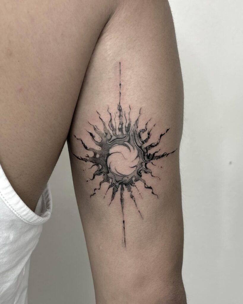 Smoky Spiral Sun Tattoo Tattoo Design