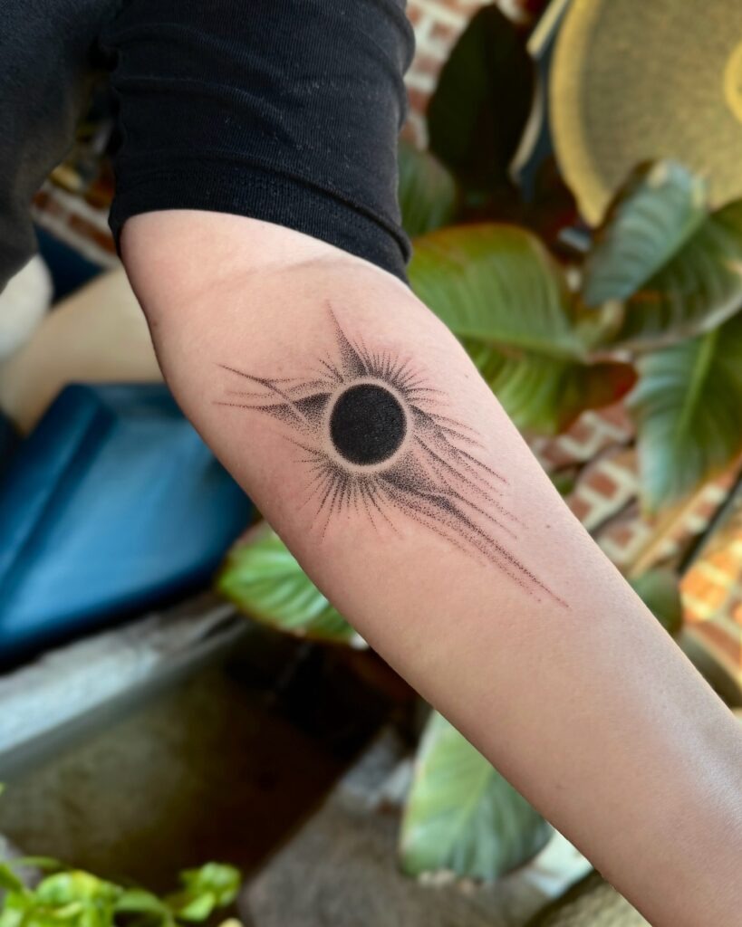 Solar Eclipse-Inspired Forearm Tattoo Tattoo Design