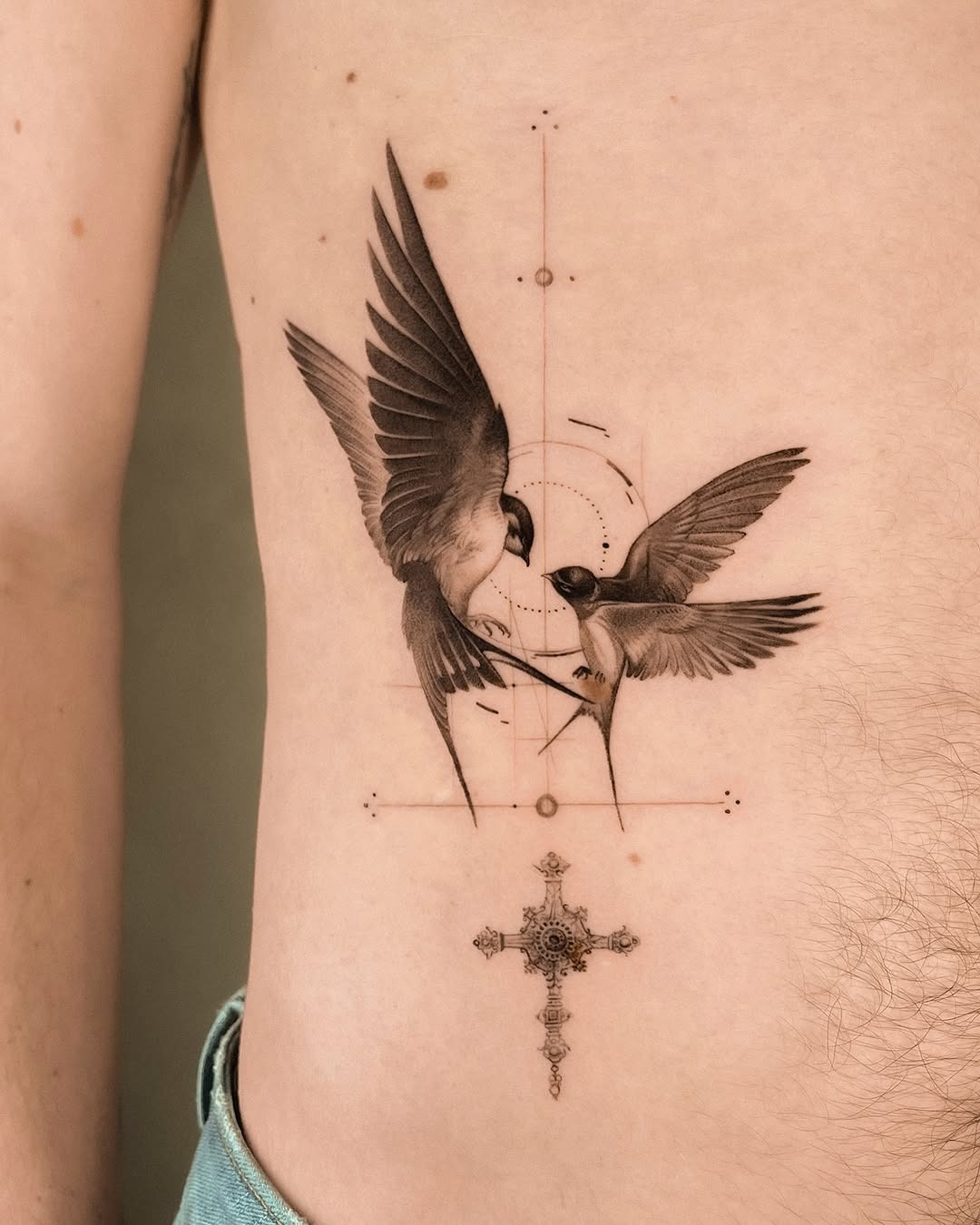 Elegant black and grey swallow tattoo design Tattoo Design