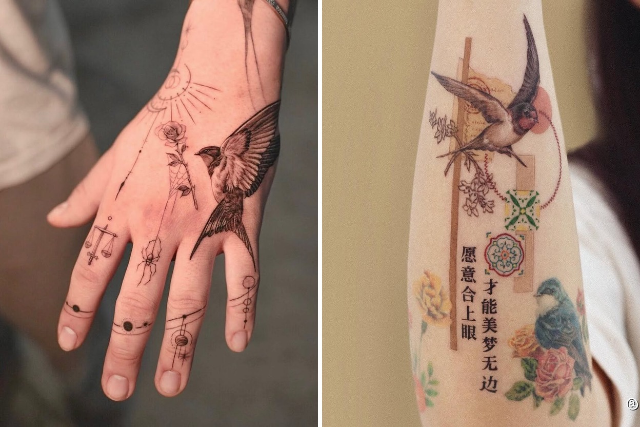 Delicate Swallow Tattoo Ideas For Subtle and Symbolic Placement Featured Lookbook Collage