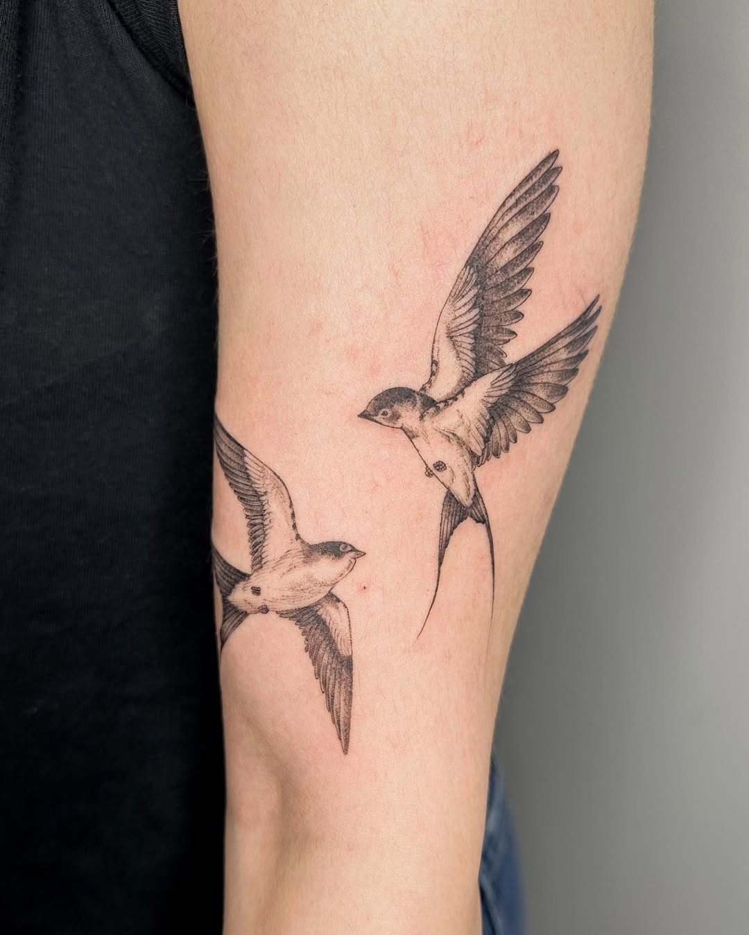 Graceful Swallows in Flight, Captivating Artistry Tattoo Design