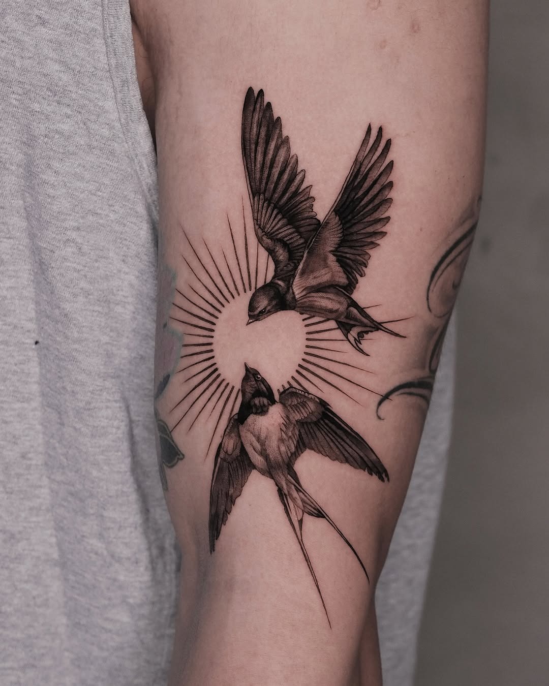 Stunning Swallows in Dynamic Flight Design Tattoo Design