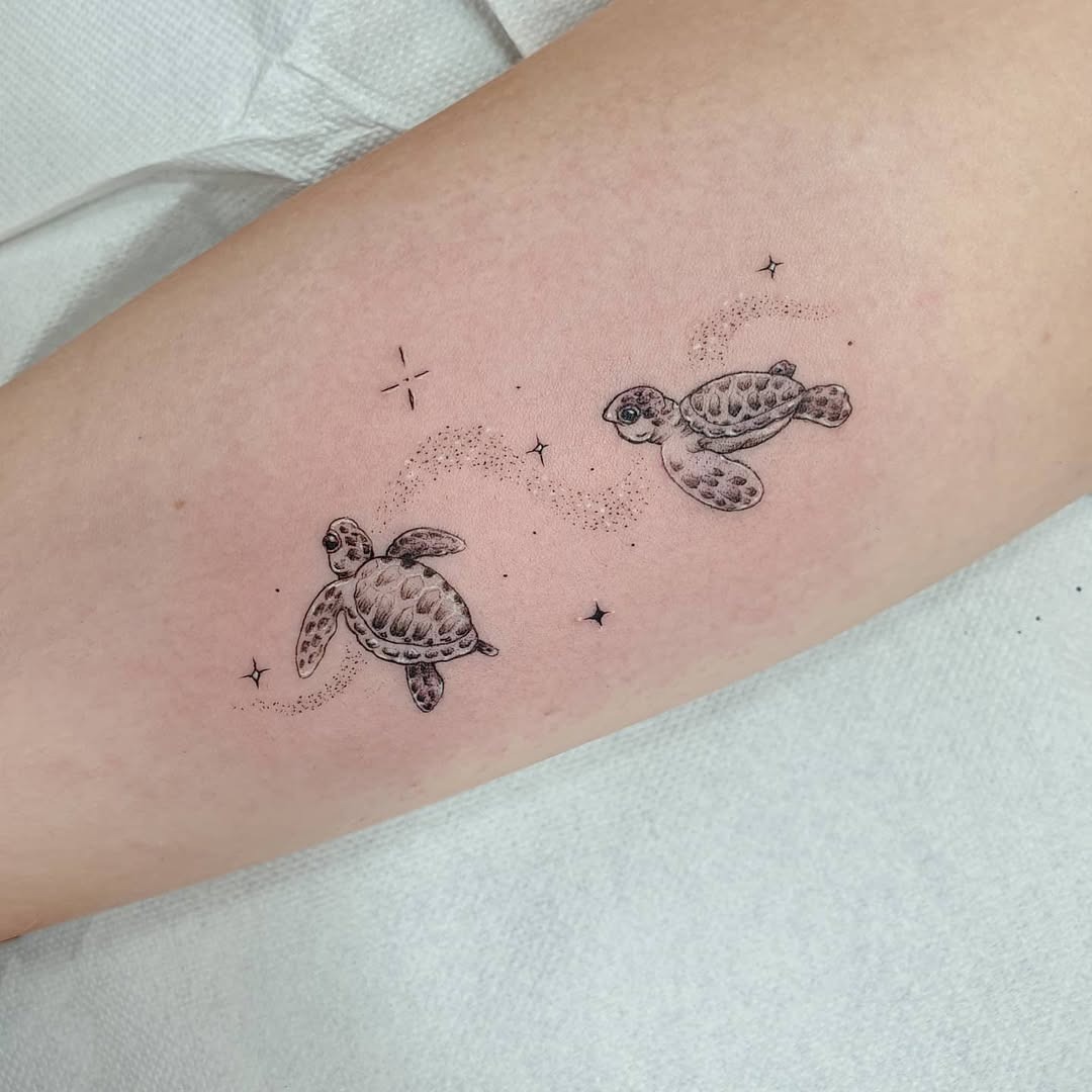 Charming minimalist sea turtle tattoos design Tattoo Design