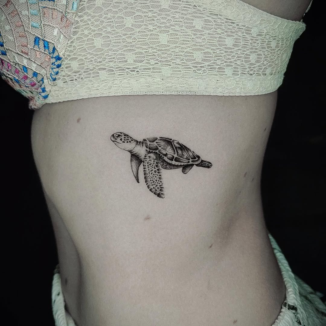 Elegant and realistic sea turtle tattoo design Tattoo Design