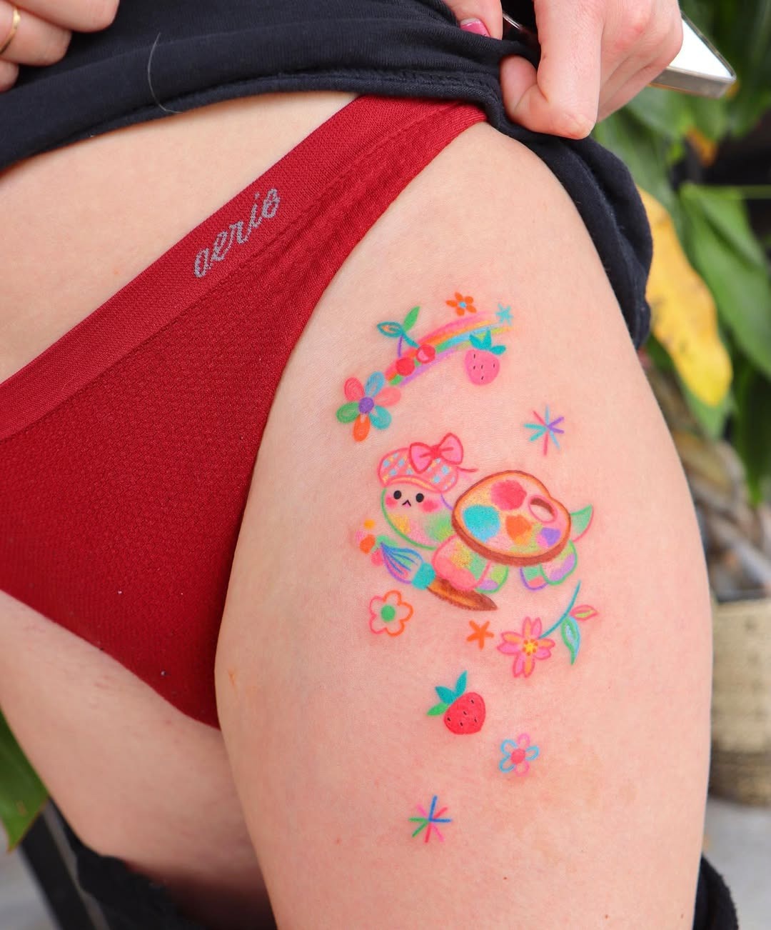 Playful and Colorful Turtle Tattoo Design Tattoo Design