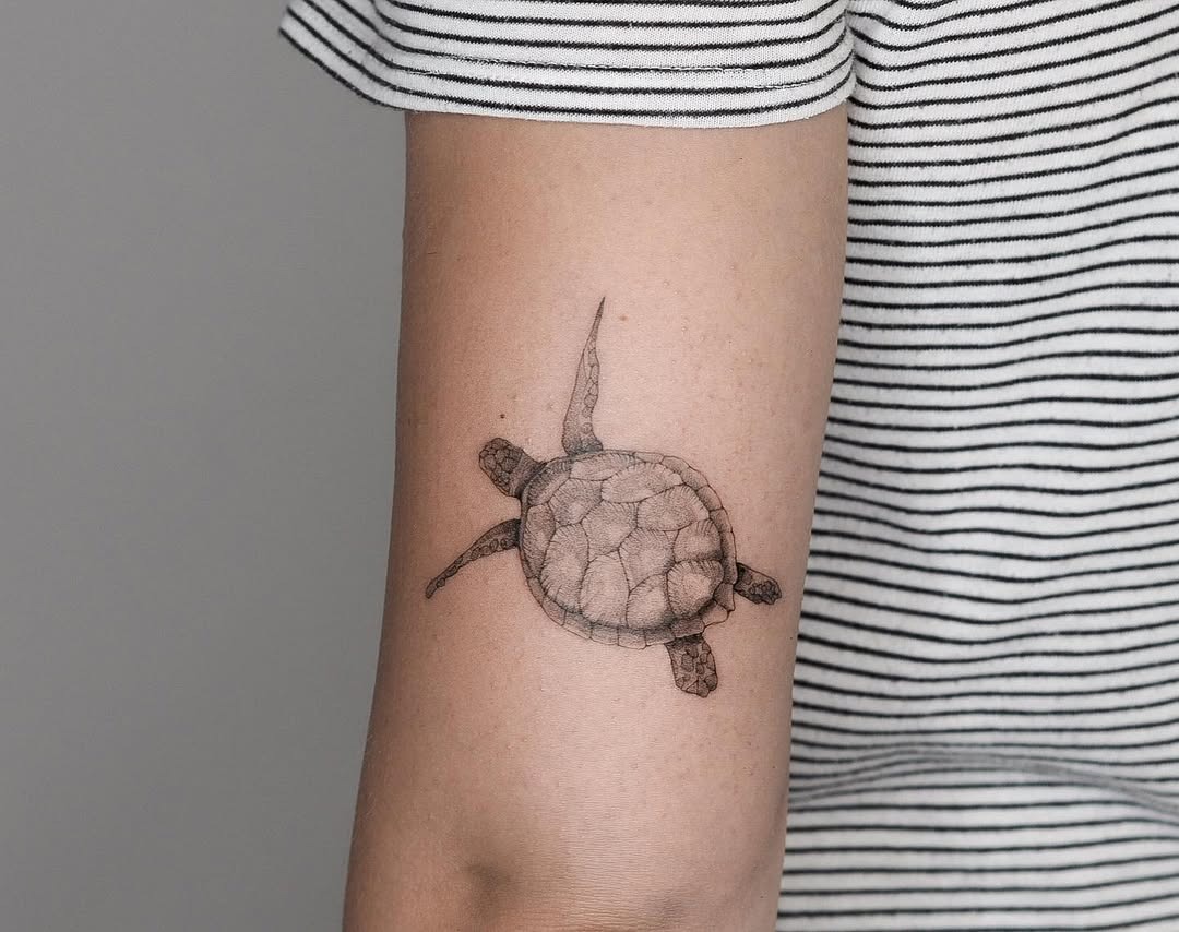Realistic sea turtle tattoo on forearm Tattoo Design