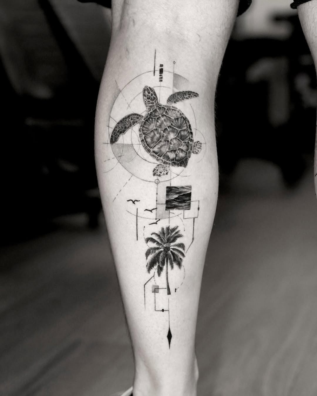 Stunning minimalistic turtle tattoo design Tattoo Design