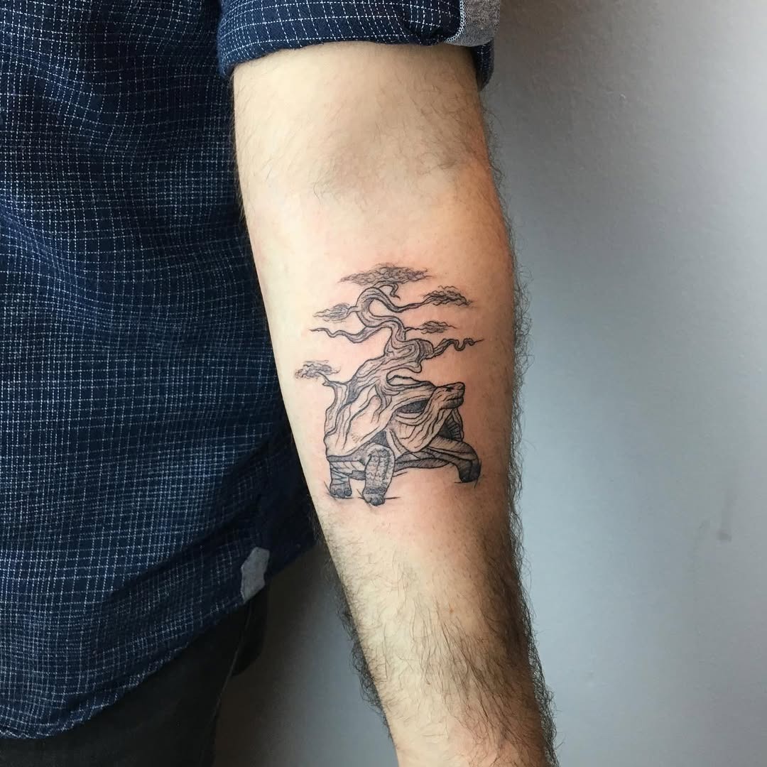 Stunning Realistic Turtle Tattoo with Ocean Vibes Tattoo Design