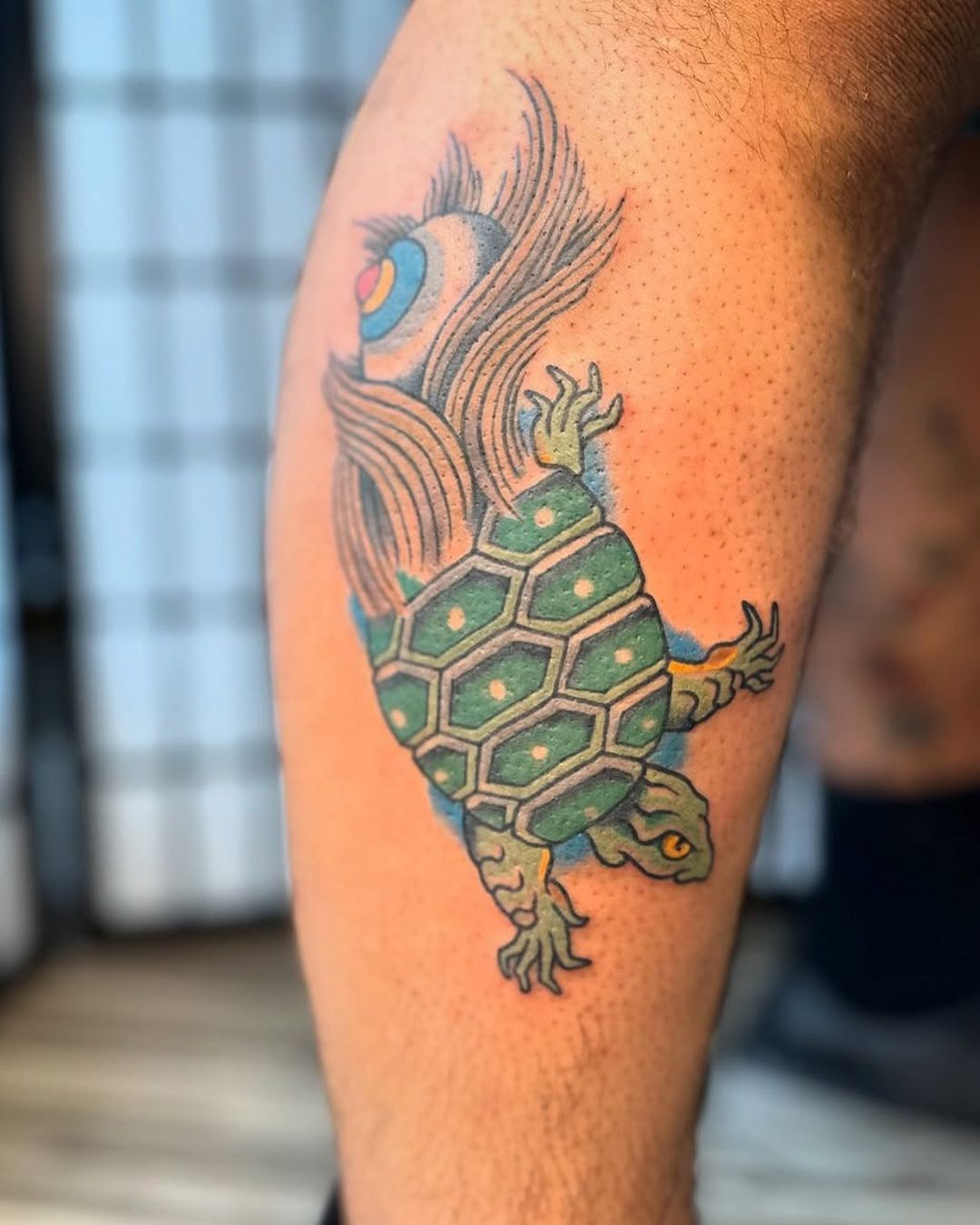 Vibrant turtle tattoo showcasing striking sea elements Tattoo Design