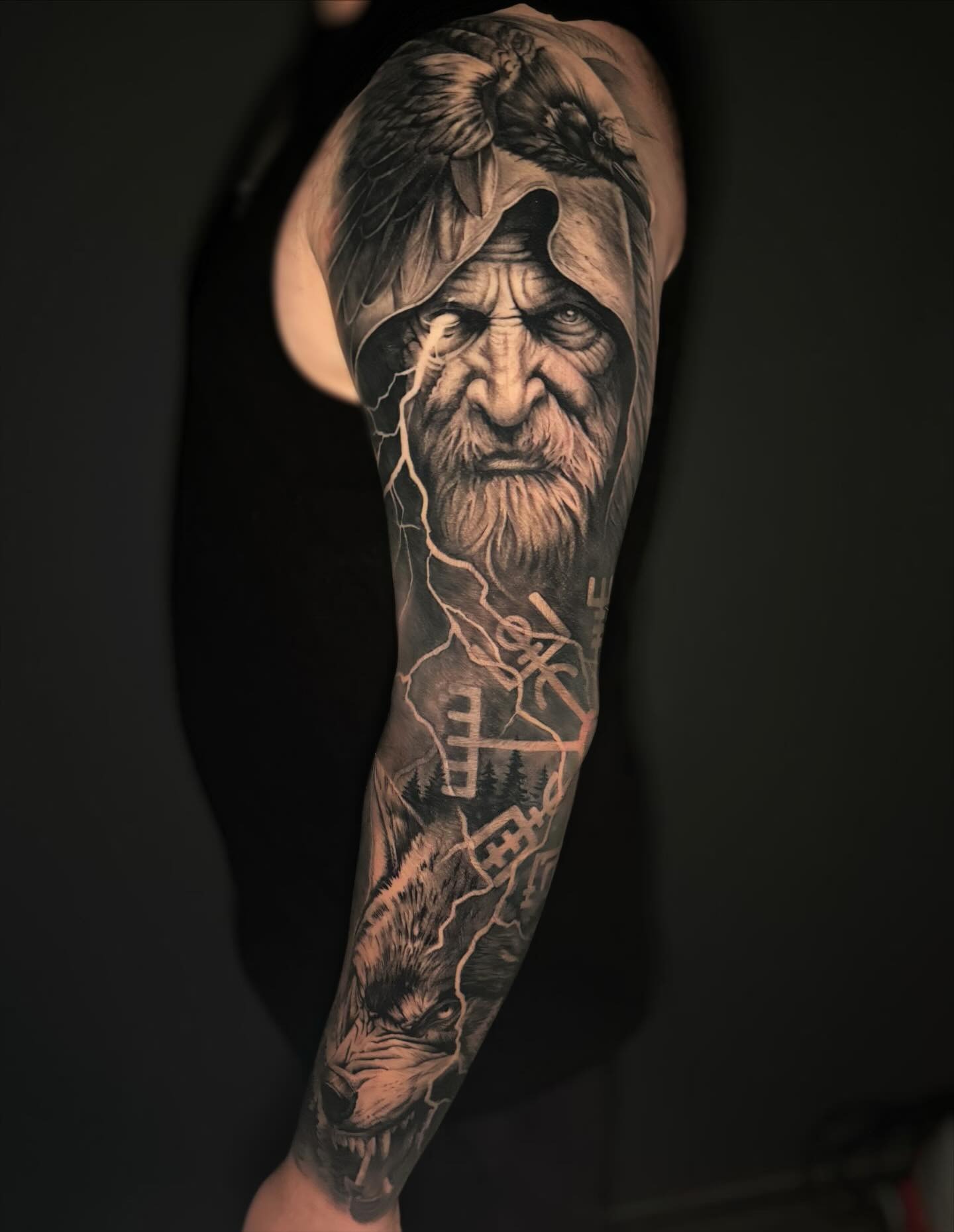 Thor's Hammer and Viking Warrior Tattoo Tattoo Design